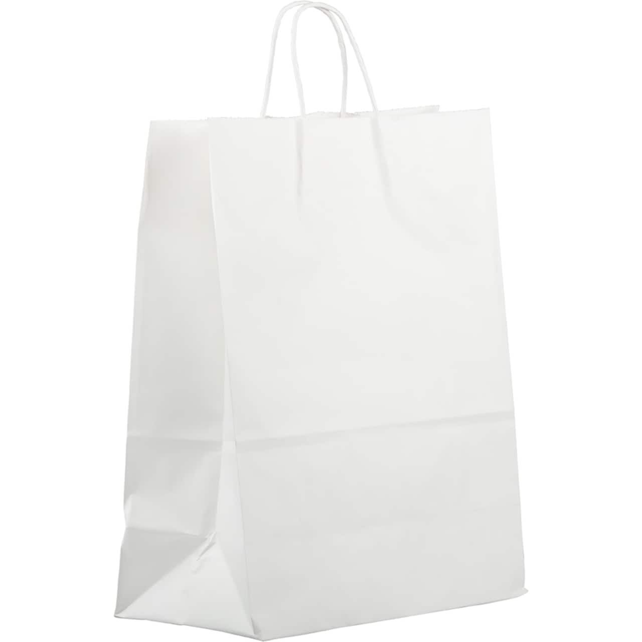 JAM Paper 15.5" White Kraft Solid Gift Bags, 100ct.